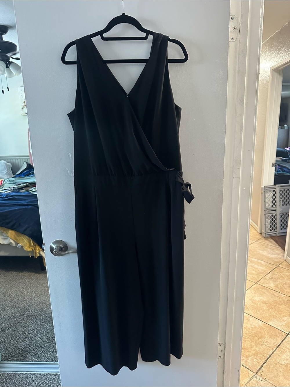 LOFT Black Sleeveless Wrap Midi Dress